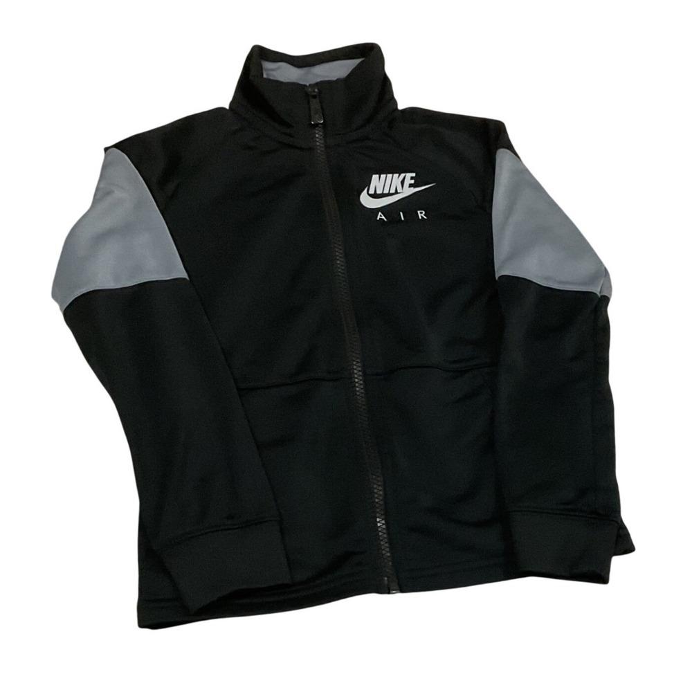 Nike Track Jacket Kids Size 6 Black Grey Nike Air Zip Up‎ Sportswear